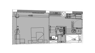 Apartment floor plan in Binghatti Aquarise No. 11011